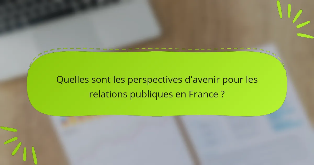 Quelles sont les perspectives d'avenir pour les relations publiques en France ?